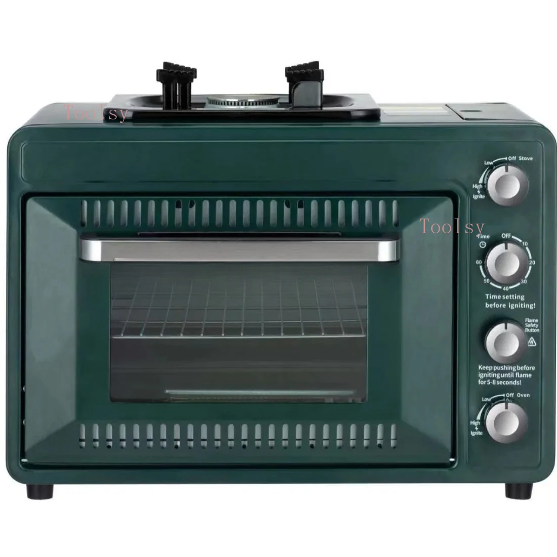 Horno de gas portátil al aire libre transfronterizo, camping en el campo, cazuela integrada, horno de 25-30L