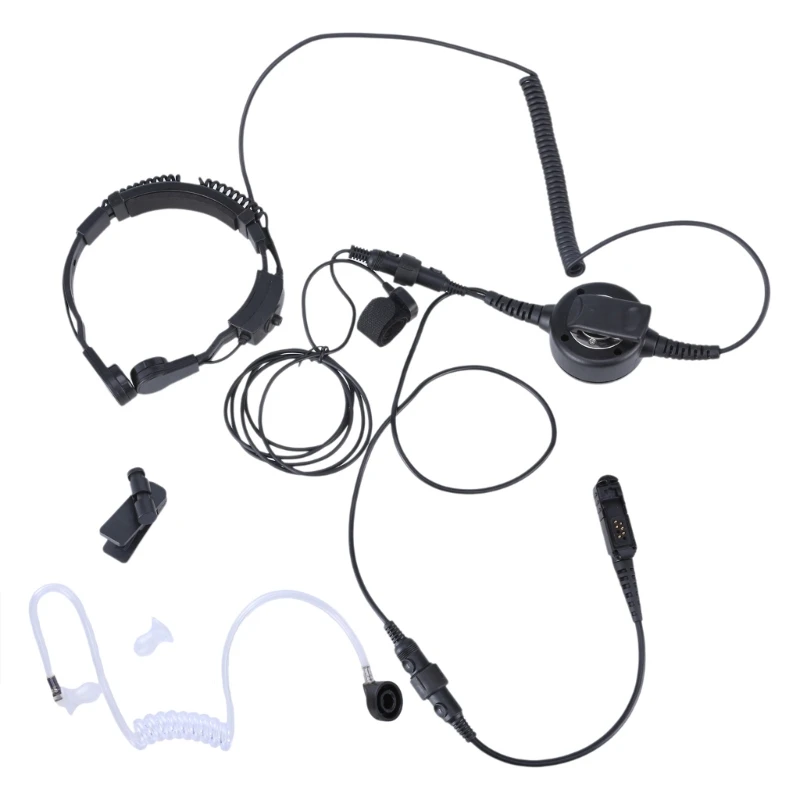 

Throat Microphone Headset Earphone Throat Control Easy Operate For Radio Models Including P6600 MTP3150 Black Headphone