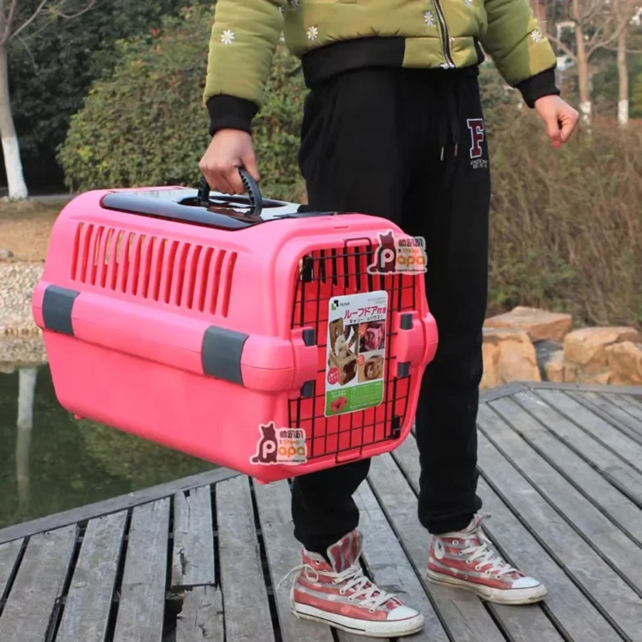 Portable Cat Carrier Travel Suitcase Luggage Outdoor Cat Carrier Plastic Hard Shell Airline Indoor Large Box Katze Pet Carrier