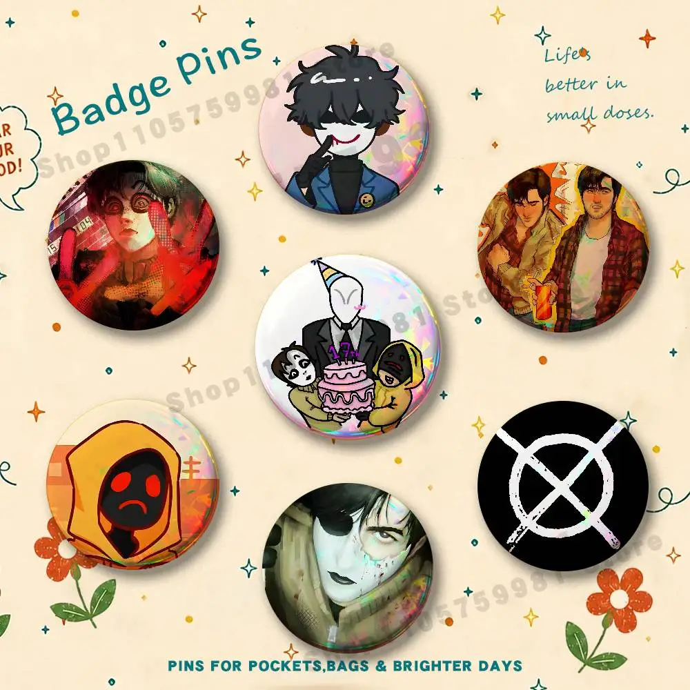 Horror Short Film M-Marble Hornets Cartoon Brooches for Bag Decor Jewelry Accessories Gift