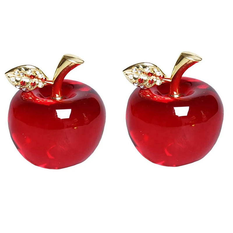 

2X Christmas Crystal Apple Glass Crafts Home Decoration Car Ornaments Crystal Crafts Miniature Souvenir Gifts