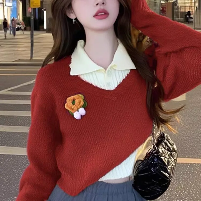 

Fashionable and Casual Knitted Sweater for Women's Autumn and Winter 2025 New Korean Style Elegant Women's Top