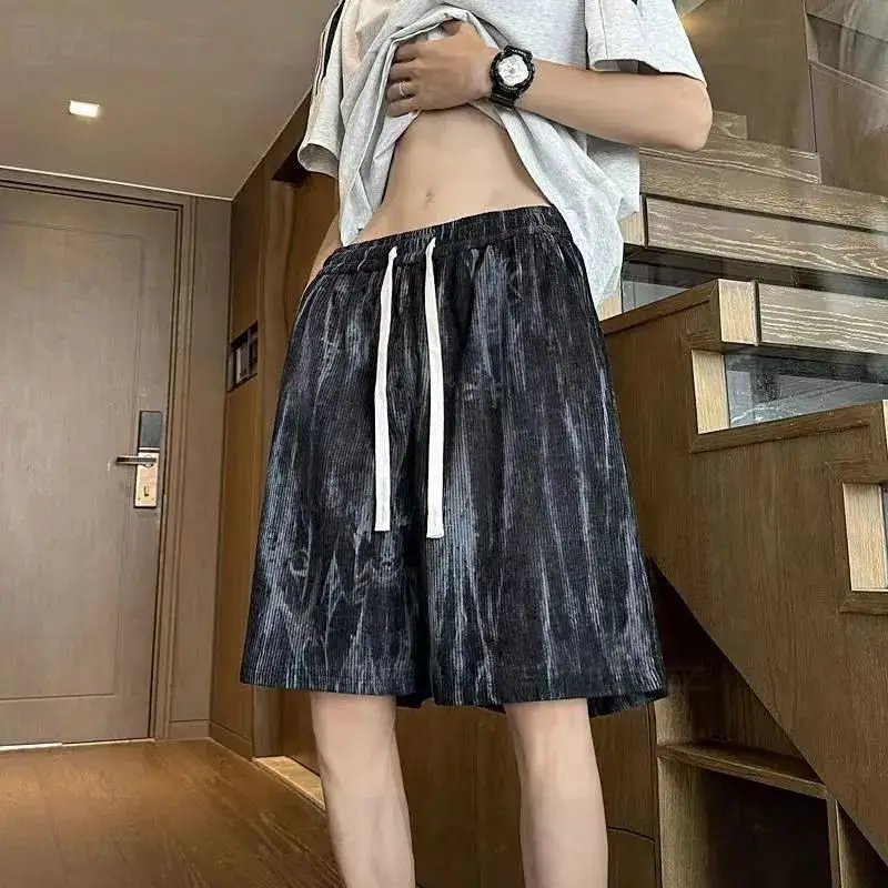 

Мужские шорты с принтом тай-дай, мужские американские ретро пятиточечные новые тонкие повседневные брюки, свободные пляжные брюки, летние