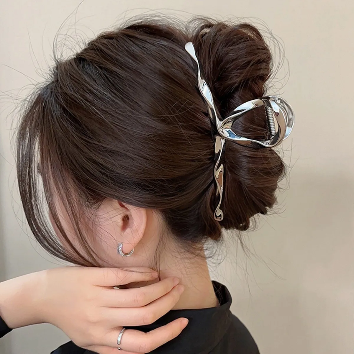 Trendy Simple Metal Big Hair Claw Hair Crab per le donne coreano Geometric Silver Color Hair Clips Hairpin Headband accessori per capelli