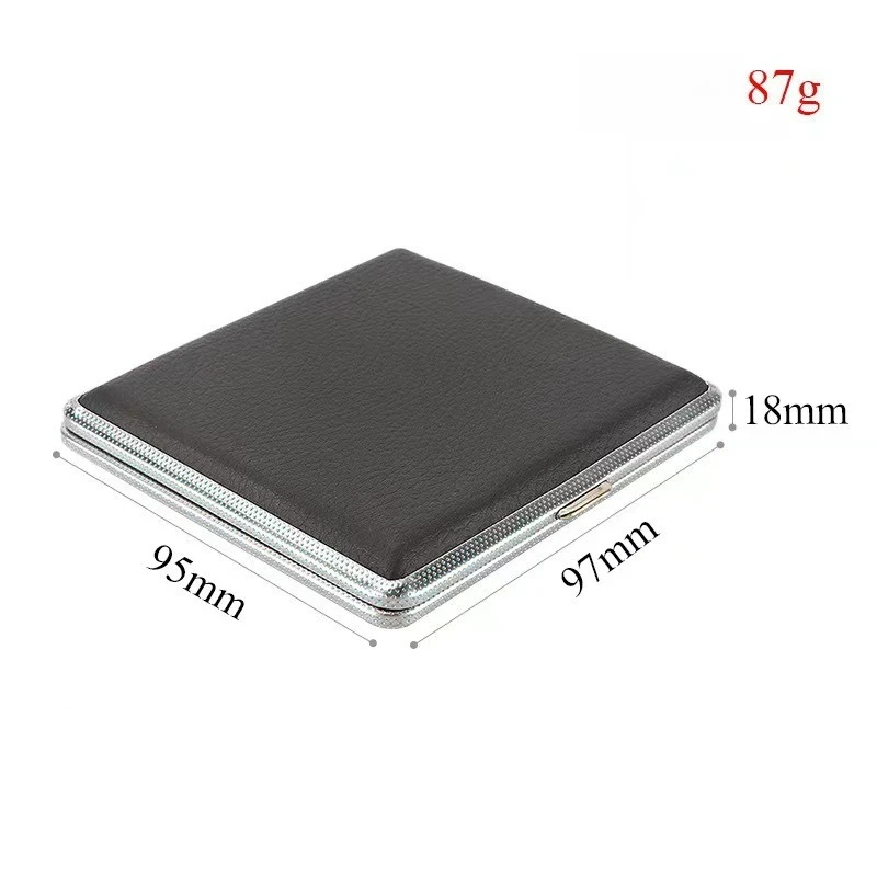 Caja de cigarrillos de cuero y Metal negro, caja de almacenamiento de tabaco portátil, regalo para hombres