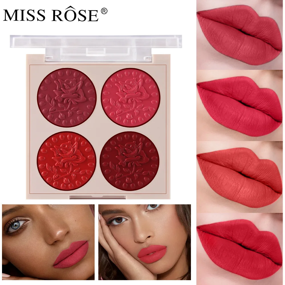 

4-Color Makeup Matte Moisturizing Lip Gloss Long-lasting Waterproof lipstick Lipstick Palette Cosmetics for Women Gift Lipstick