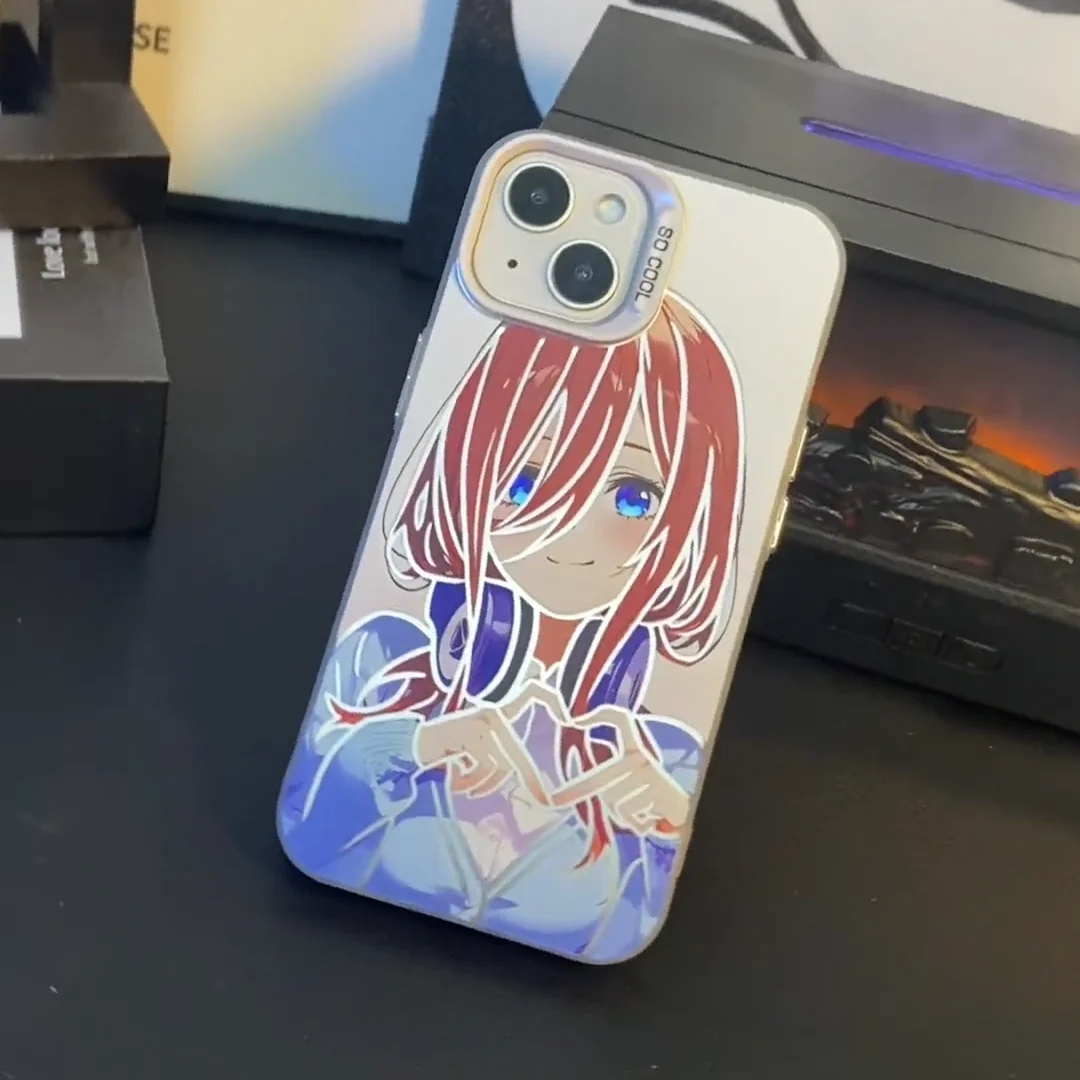 Cute Girl Nakano Miku Phone Case for Samsung S25 S24 For Xiaomi For VIVO 200 Ultra For OPPO Find x8 Pro LOVE Anime Cartoon Cover