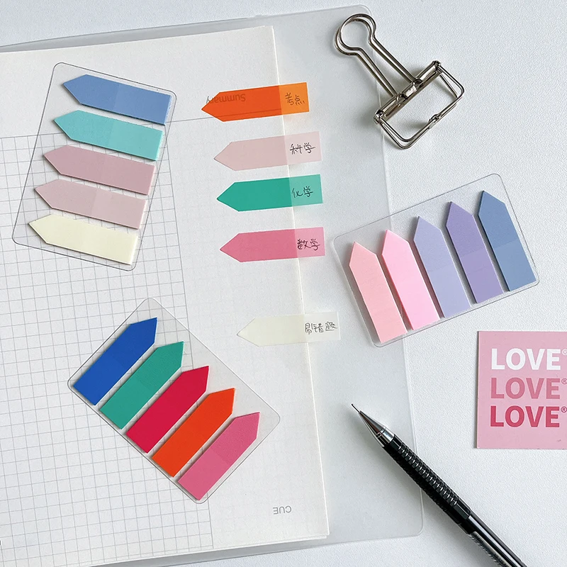 Kawaii Morandi Color Transparent Sticky Notes Paster Sticker Creative PET Notepad Index Bookmark Stationery School Office Supply