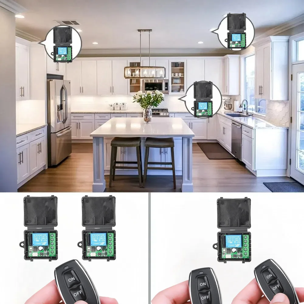 KEBIDU DC 12V 433Mhz RF Drahtlose Fernbedienung Schalter Relais 1CH 10A Empfänger Modul Für LED Licht Tür elektromagnetische Schloss DIY