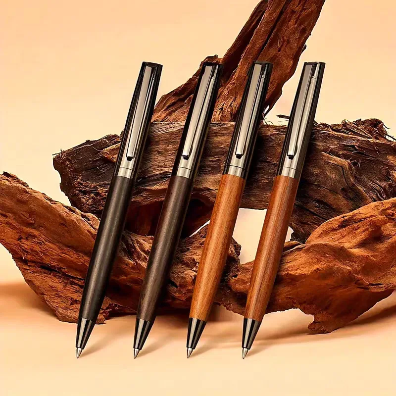 1 Set Premium Metal Ballpoint Pen High-End Design With Case with Wood Barrel for Office and School Supplies Smooth Writing