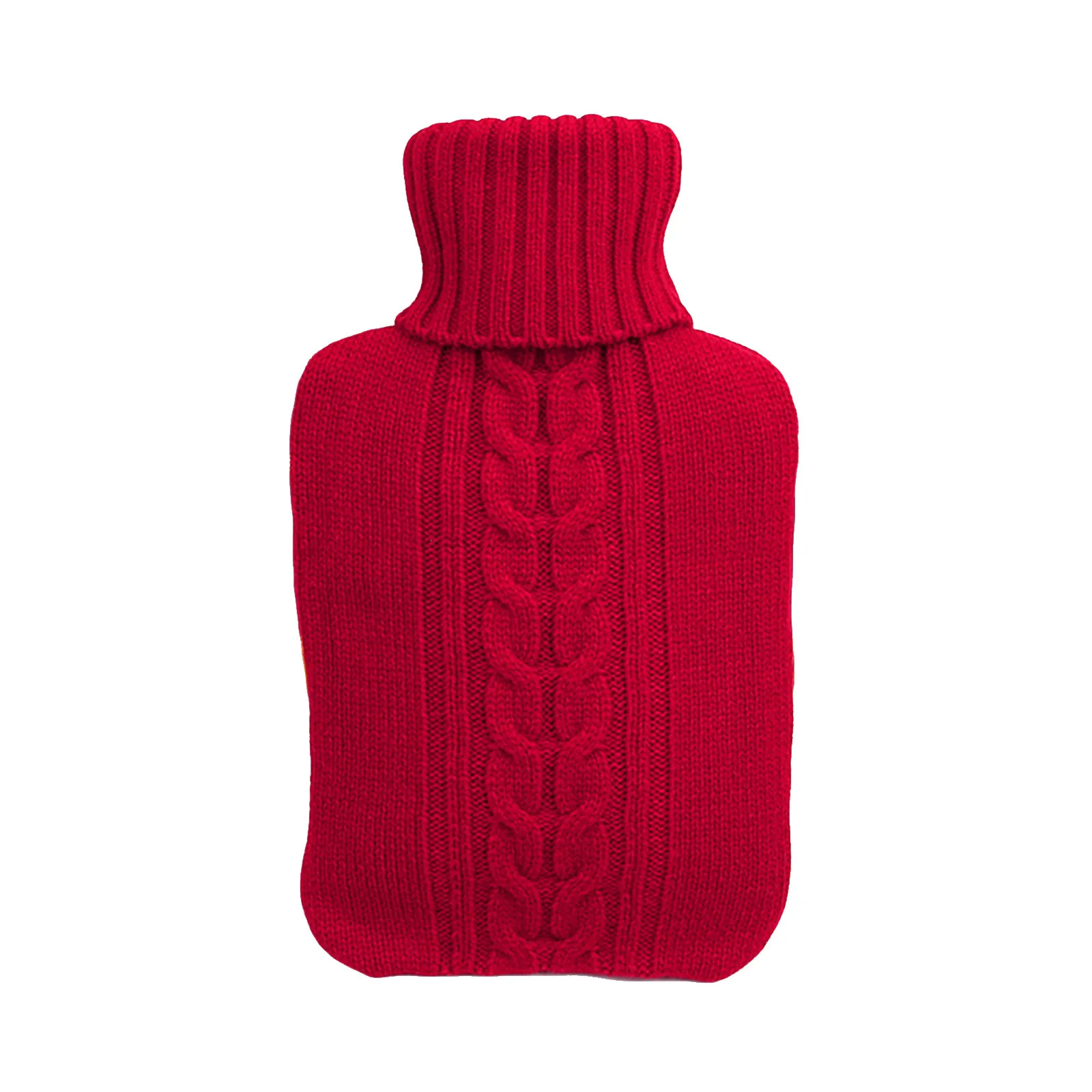 

Hot Water Bottle Cover Red Knitted Design Premium Acrylic Rubber Material 36x18x1cm Cozy Skin Protective Fashion Gift for Women