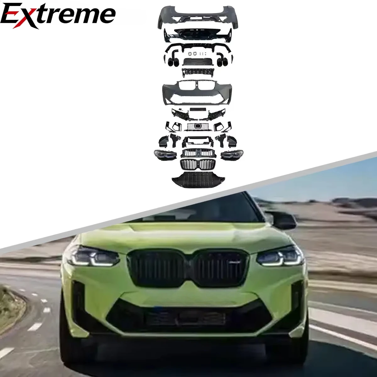 

Hot Selling Body Kit BMW G02 X4 2018-2021 Sport Upgraded F98 LCI X4M Bodykit Front Bumper Exhaust Pipes for BMW F98 LCI X4M