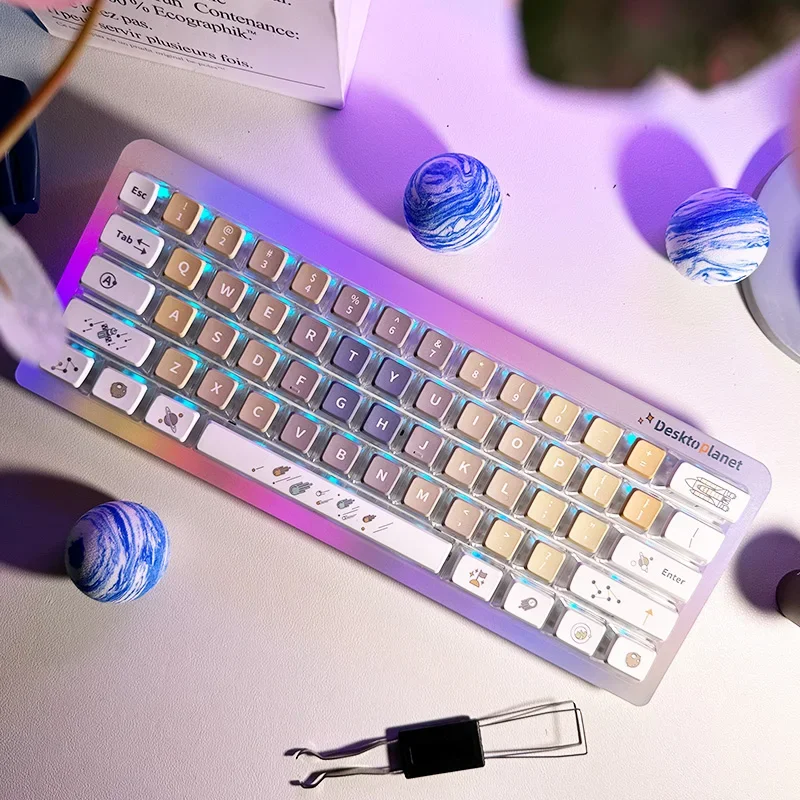 

Side engraved, Aerospace Light White Transparent Keycap ASA Height 126 Keys Original Top Surface PBT Thermal Sublimation Keycap
