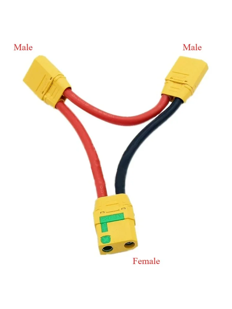 Câble adaptateur XT90-S, 1 pièce, une femelle à deux connecteurs mâles, connexion série 10awg, fil en Silicone, prise Anti-allumage pour modèle RC