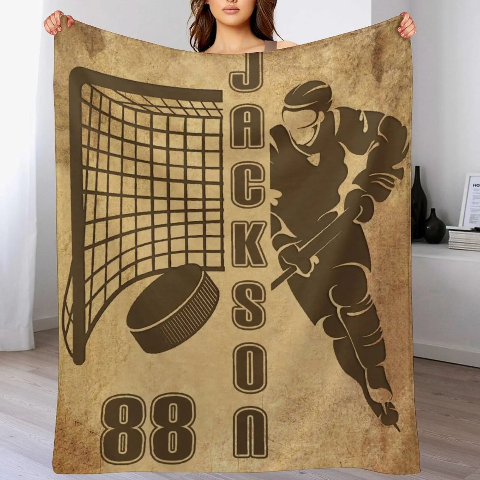 

Custom Hockey Blanket Personalized Name Number Ice Hockey Throw Blanket Hockey Gifts for Teen Boys Girls Team Coach Gift