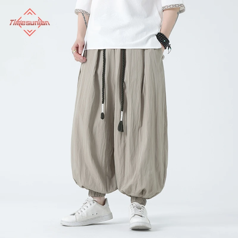 100% Cotton Spring Jogging Sweatpants Men's Hip Hop Streetwear Wide Leg Sports Pants Korean Fashion Oversize Trousers Baggy