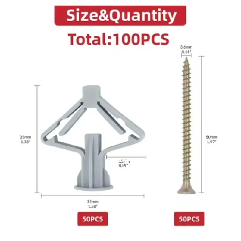kit-de-100-pecas-de-buchas-para-drywall-buchas-para-parede-oca-buchas-para-gesso-acartonado-parafusos-tubo-de-expansao-borboleta-50-conjuntos