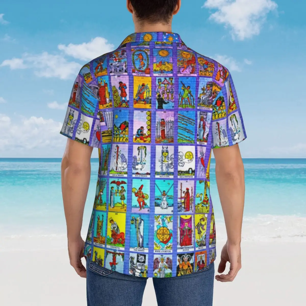 Chemise hawaïenne vacances Tarot cartes Blouses Major Minor Arcana chemises décontractées élégantes hommes à manches courtes Harajuku vêtements