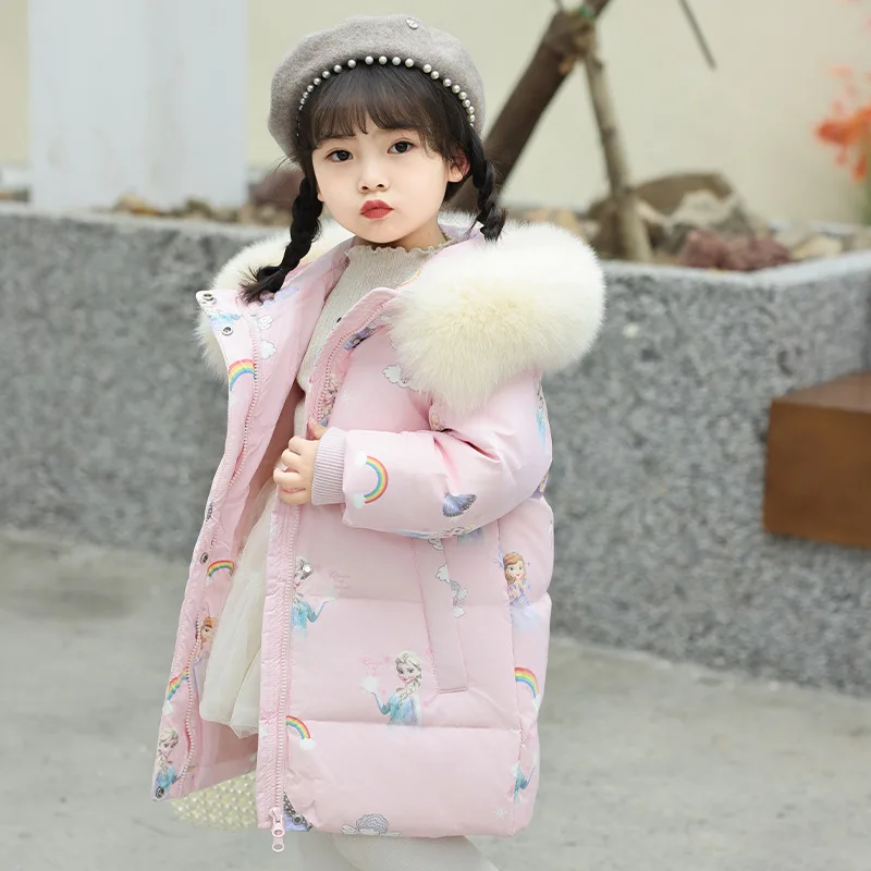

Elsa Girls Down Coat, Mid-Length Thickened Jacket for Kids & Toddlers Fashion Outerwear