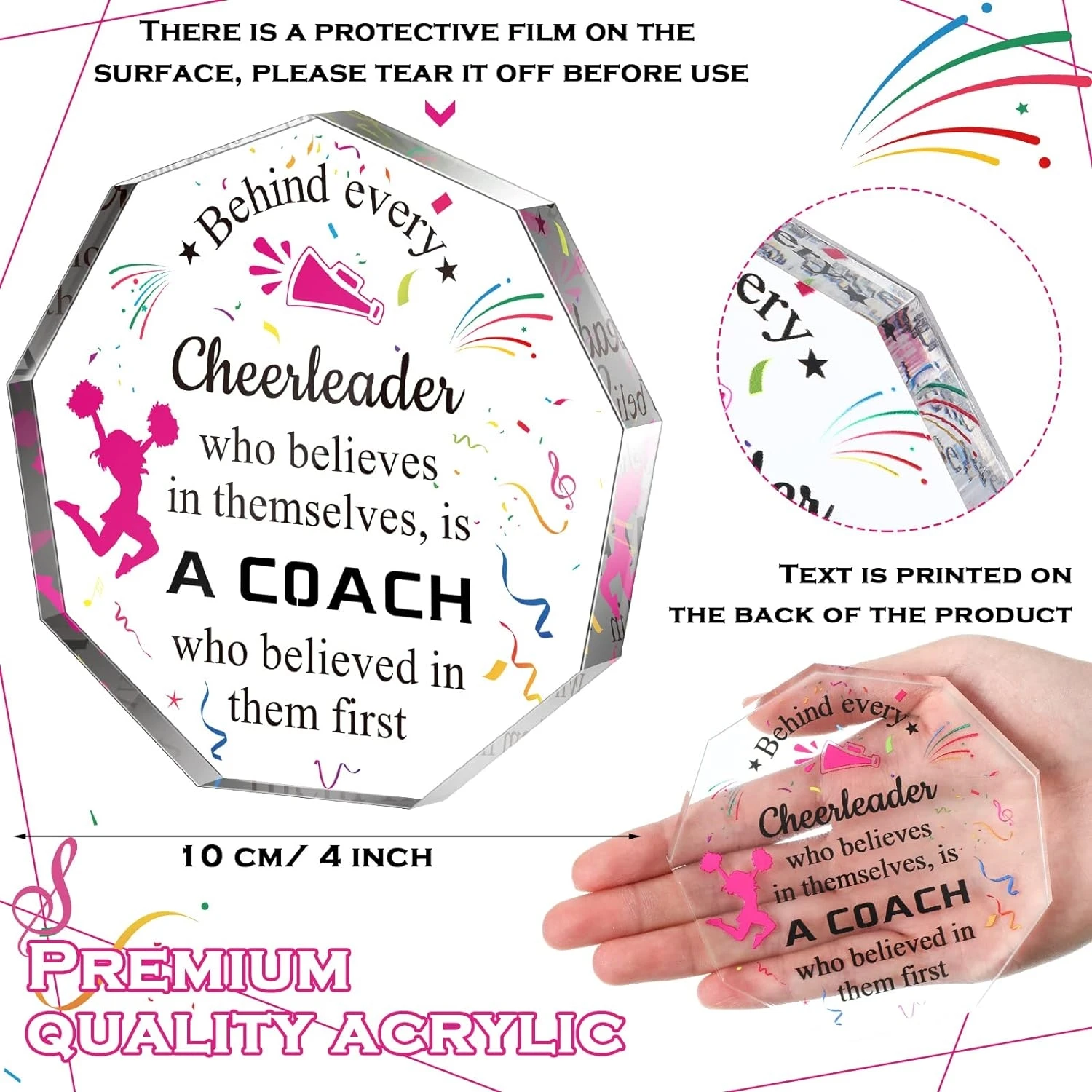 Cheer Coach Gift for Women Acrylic Sign Cheer Coach Plaque Cheerleading Coach Appreciation Gift Office Desk Decor Thank  Gift ﻿