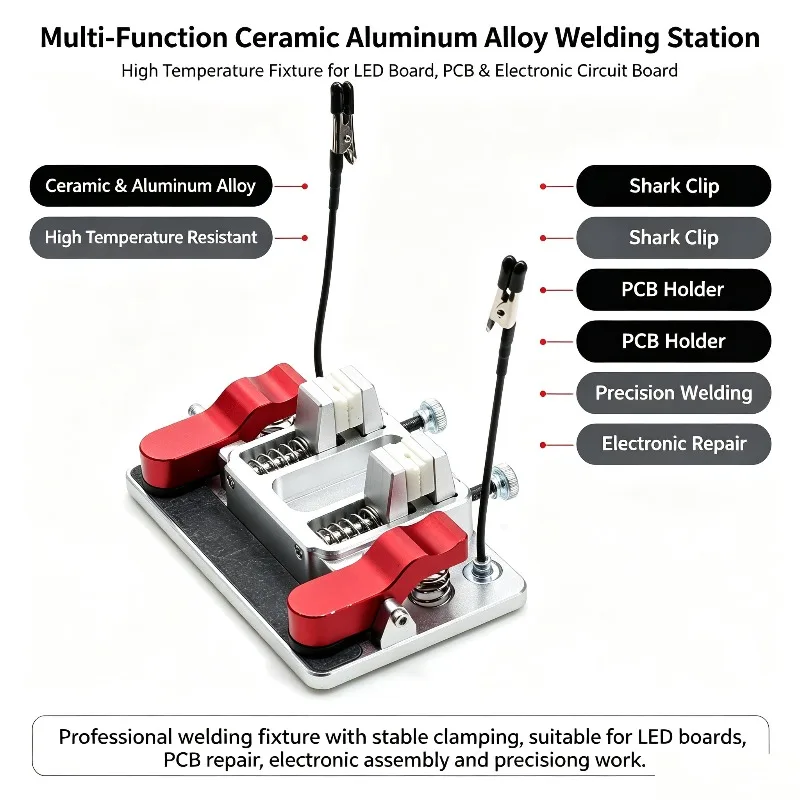 Welding Wire Fixing Fixture for LED PCB Circuit Board Repair Heat-Resistant Clamp with Alligator Clips Soldering Repair Station