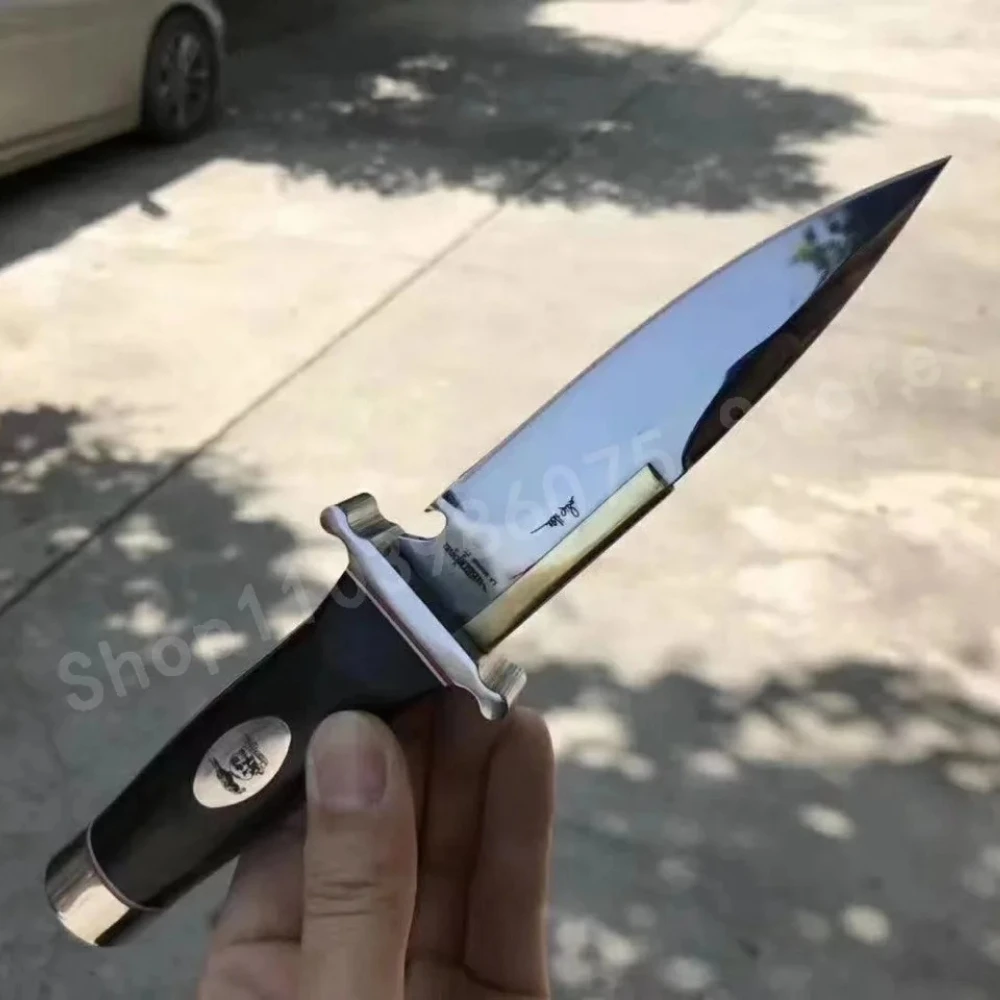Field Survival Knife 9Cr13Mov Blade Blackwood Handle Camping and Hiking Tactical Defense Equipment Practical Cutting Knife