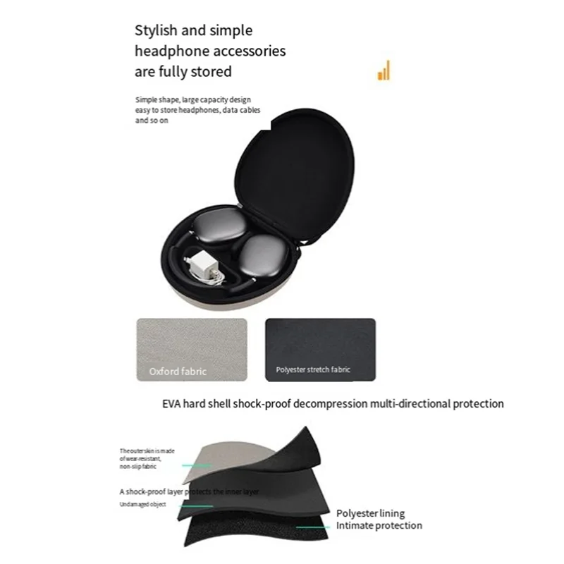 Estuche de transporte para auriculares B47C, bolsa para Max con carcasa dura de EVA con sueño automático, funda inteligente resistente al agua y a prueba de golpes