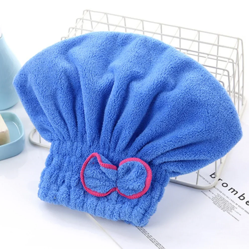 6 Colors Microfibre Quick Hair Drying Bath Towel Spa Bowknot Wrap Towel Cap Bathroom Accessories Bonnets For Women  Shower Cap