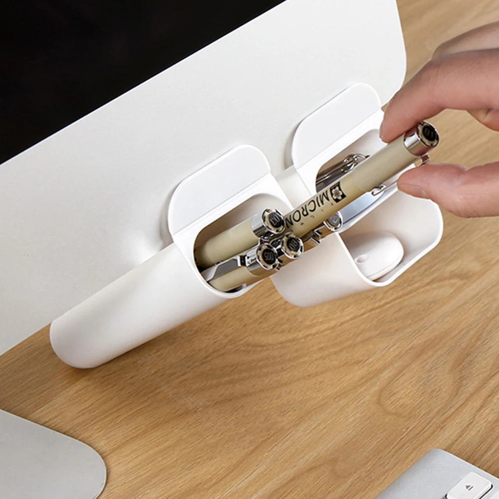 

2pcs Pencil Holder Stationery Organizer Creative Desktop Storage For Pen Notes Scissors Ruler Phone Mountable On Computer