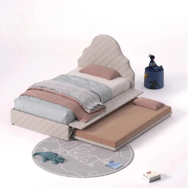 Girl Princess Bedroom French Retro Double Solid Wood Fabric Storage Bed