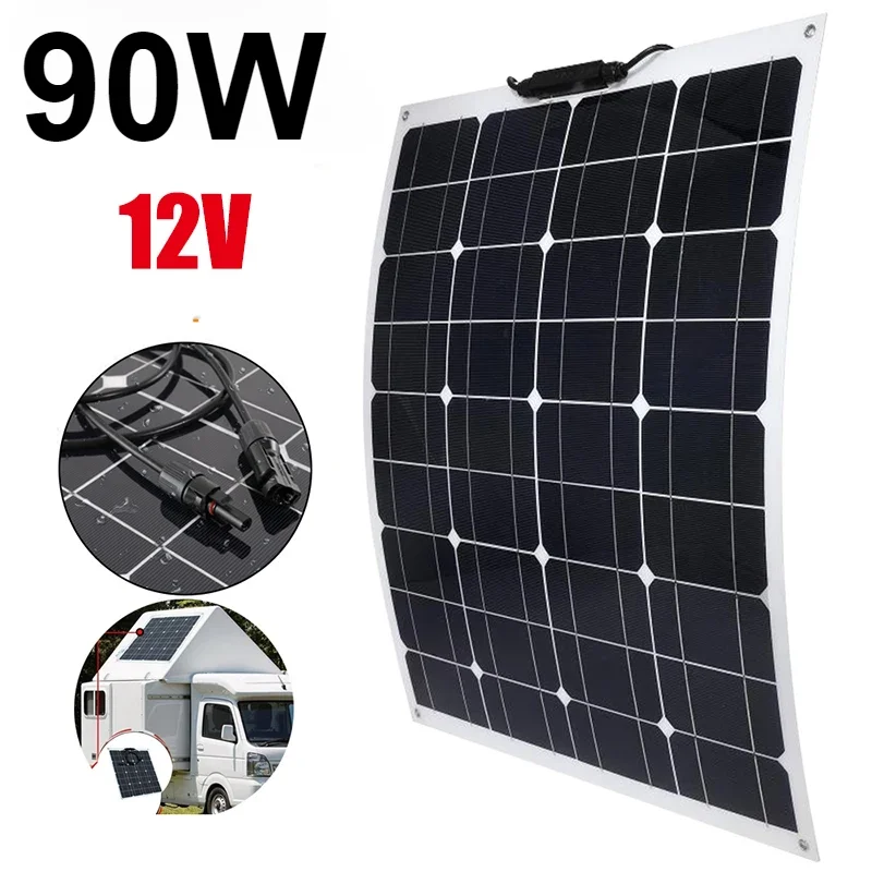 

Flexible Solar Panel 90W Dual USB Output Solar Cells Waterproof 10A/20A/30A/40A/50A/60A Controller for 12V/24V Battery Charger