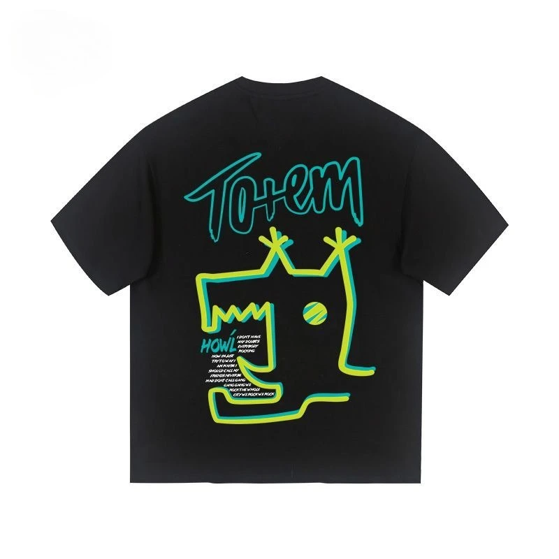 

Cotton Heavy T-shirt Loose Large Size Shoulder Sleeves High-end Trendy Half-section Short-sleeved Clothes Men's Streetwear