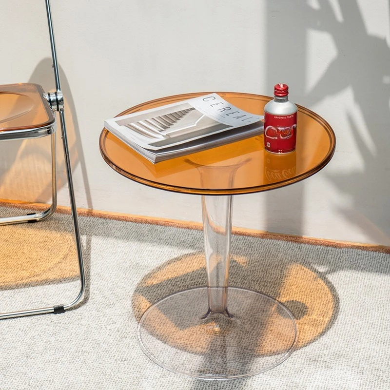 

Simple transparent acrylic round coffee table mobile home