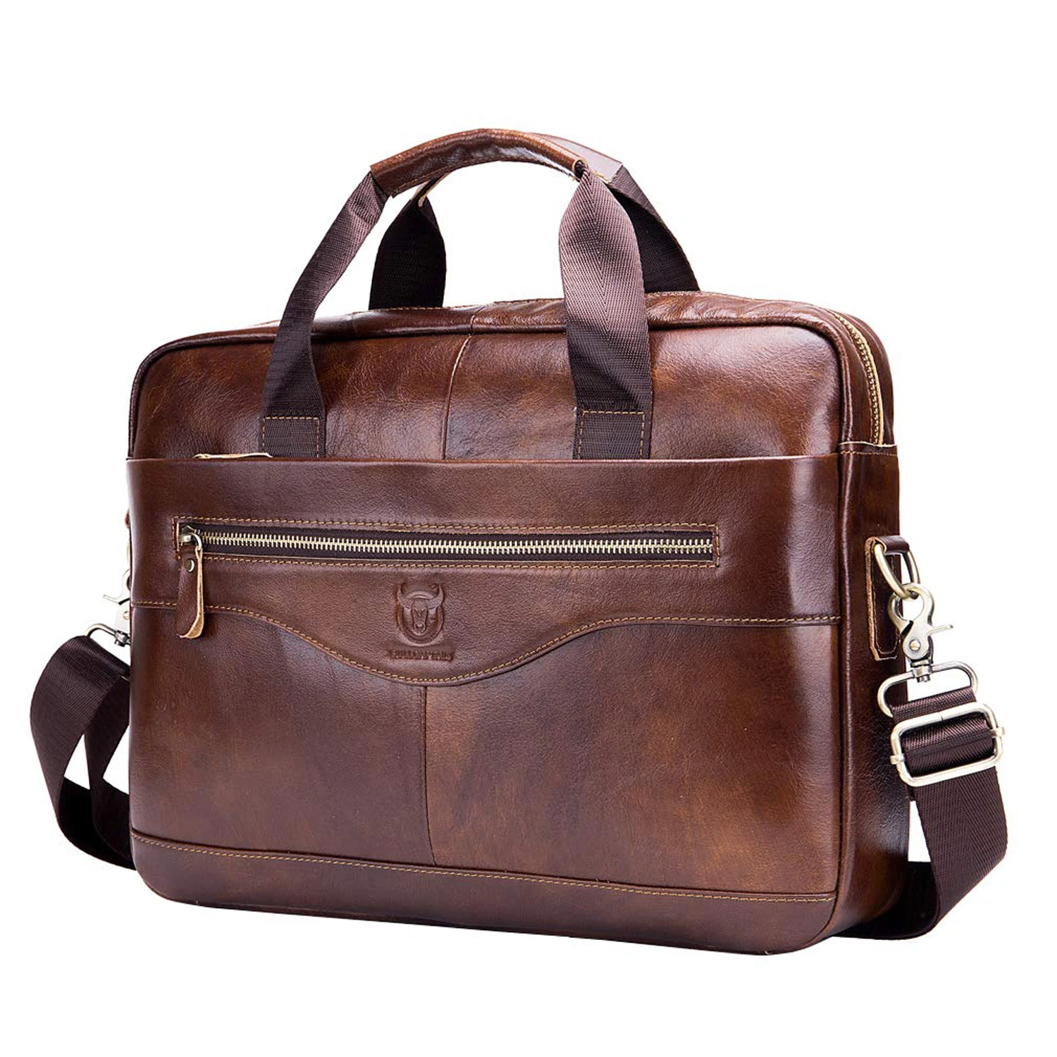 

Retro Genuine Leather Fashion Handbag Men Laptop Briefcase Business Crossbody Handbag for Office & Travel Daily Commuting Work