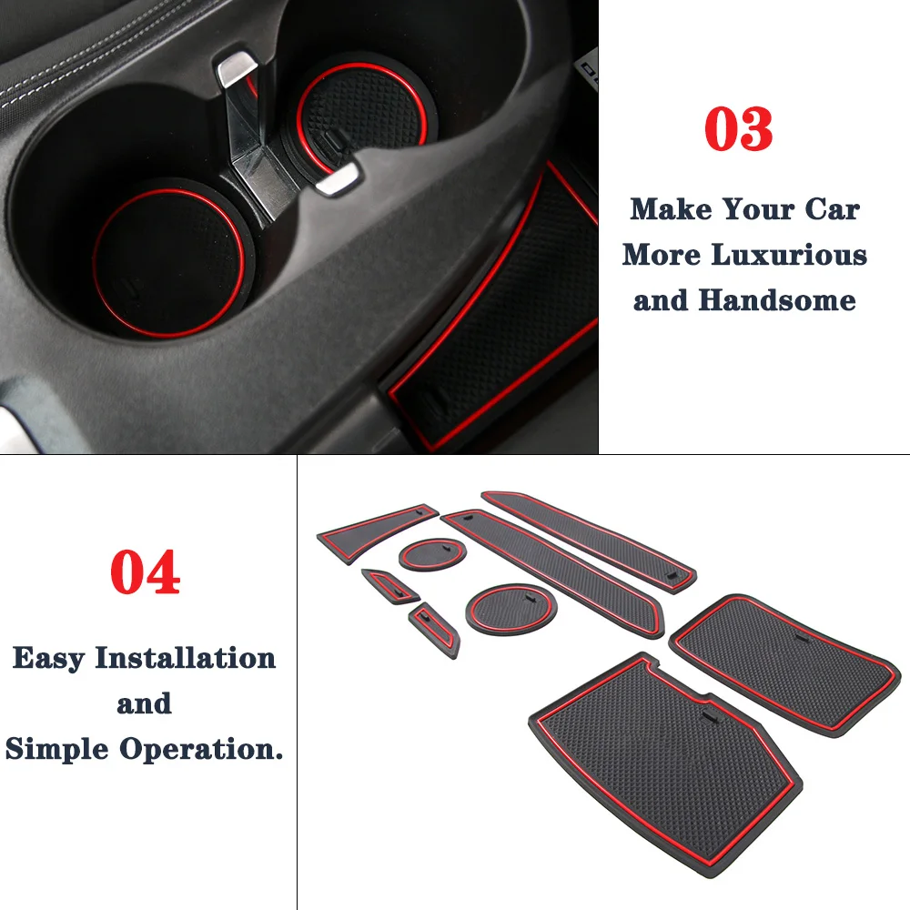 Door Groove Gate Slot Mat Cup Coaster Anti-Slip Pad for Chevrolet Camaro 2017 2018 2019 2020 2021 2022 2023 Interior Accessories