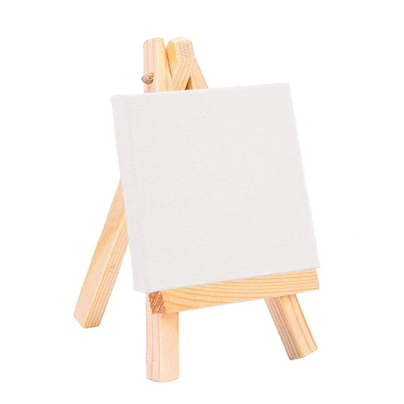 48Pcs Artists Mini Easel +3 Inch X3 Inch Mini Canvas Set Painting Kids Craft Diy Drawing Small Table Easel For School