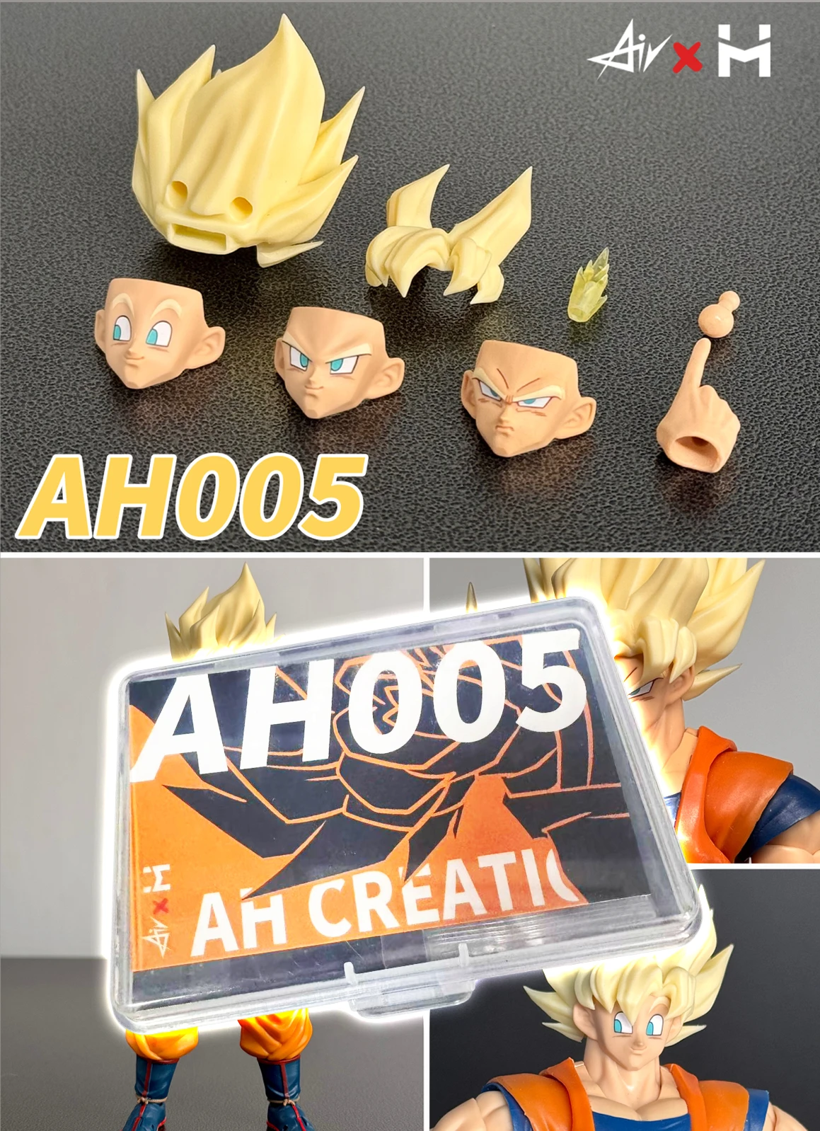 

In Stock Original Air HM AH005 Dragon Ball SHF Full Power Son Goku Headsculpts Accessories Kit Anime Action Figures Toys