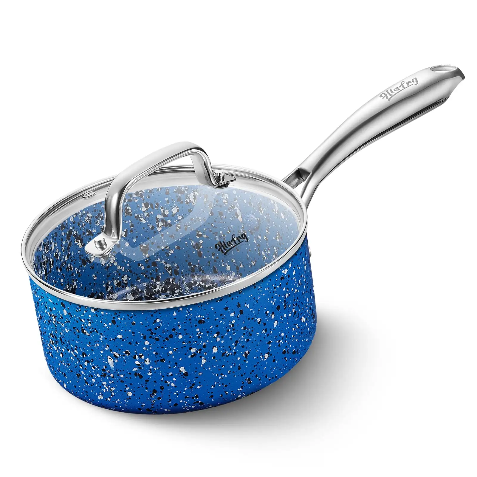 

1 Quart Saucepan with Lid, Ultra Nonstick Sauce Pan with Lid, Granite Nonstick Saucepan 1 quart, Small Sauce Pot, Blue Pot