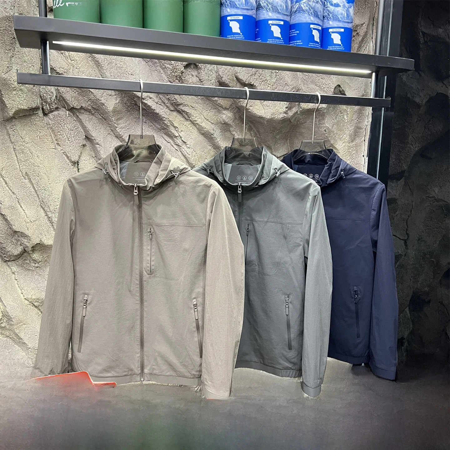 

Outdoor ort Casual Hooded Jaet Busin V Series Spring Autumn Men's Faionable Nylon Polyester Blend Stand Fit