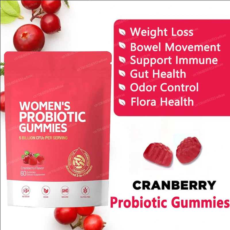 

Probiotics for Women Gummies with Cranberry for PH Balance, Digestive Health, Vaginal & Immune Support 5 Billion CFU