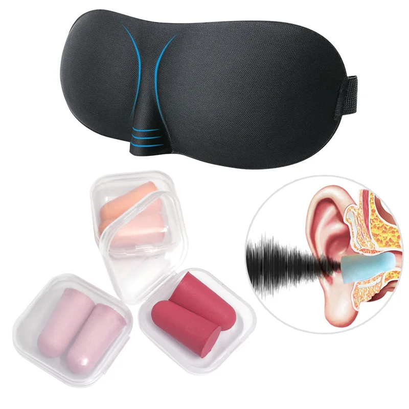 antifaz para dormir Ear Plugs Anti Noise Eyepatch Eye Mask Patches Earplugs for Sleeping Aid Sleep Mask Sleep Night Mask Health