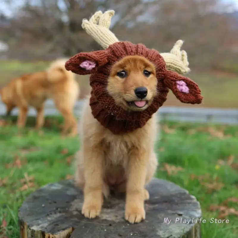 Funny Hat for Cats Knitted hat Dress Up Costume Pet Hat Christmas Cosplay Warm Headwear Dogs Hats Puppy Cats Accessories