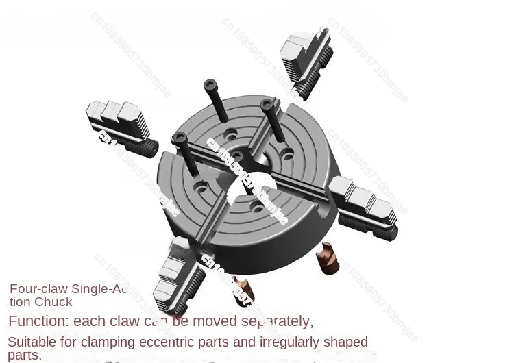 For CNC round wheel milling and engraving, 3/4/5 inch four jaw self centering lathe chuck K72-80/100/125 mm hard steel wrench