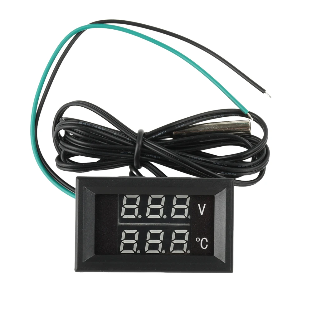 DC 4-28V LED Digital Voltímetro e Termômetro Detector Sensor De Temperatura Com NTC Sonda Tempo Monitoramento Detecção De Tensão