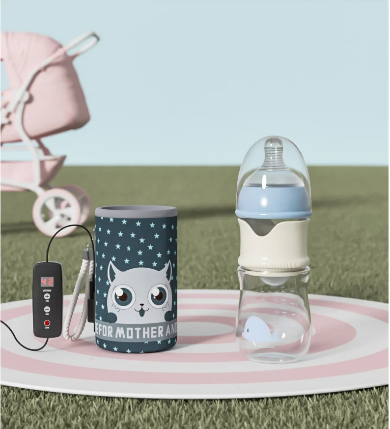 

USB Insulation Baby Bottle Warmer Glass Wide Mouth PPSU Drop Resistant Constant Temperature Quick Flush Milk Cute Water Thermal