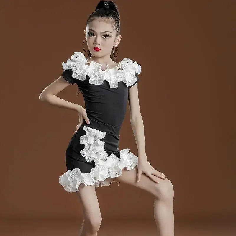 

Salsa Rumba Tango Latin Dance Dress Girl Summer Grade Examination Competition Child Split Performance Girl Costume Fringe Dress