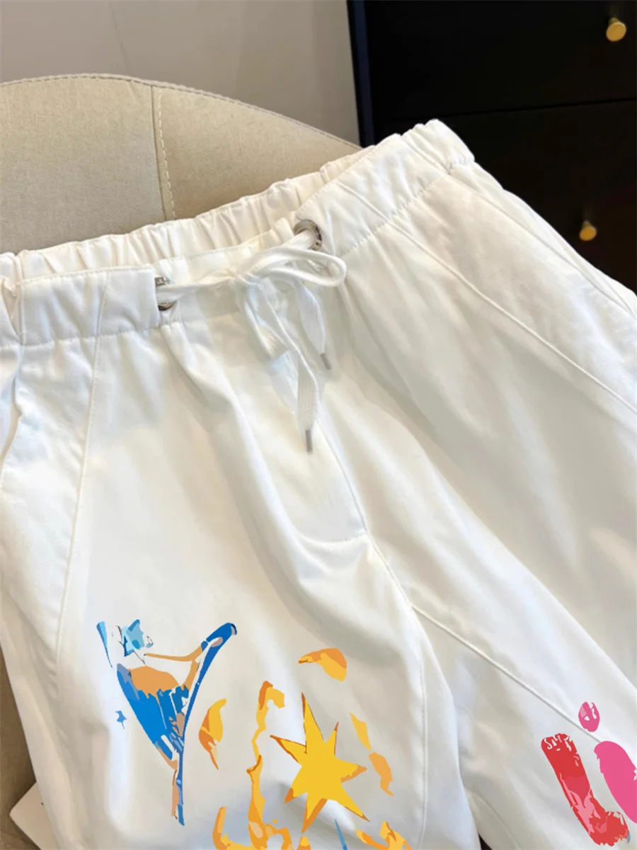 American Cool fiti imprimer pantalon de travail décontracté pantalon ample jambe droite pour hommes et femmes été Vintage haute rue