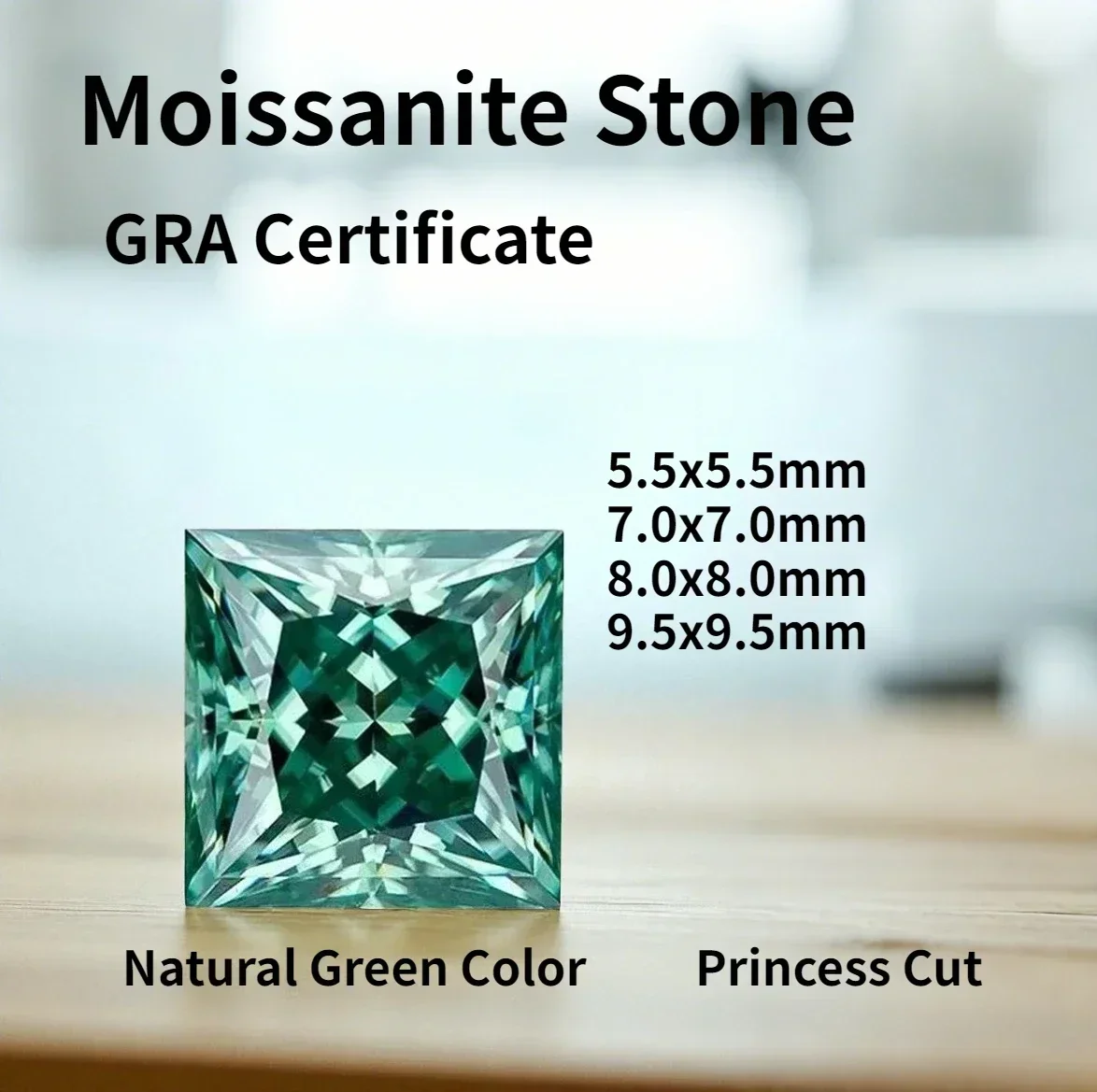 

Натуральный зеленый цвет, муассанит, камень принцессы огранки, Vvs1, бусина из драгоценных камней для подвесок, изготовление ювелирных изделий своими руками с сертификатом