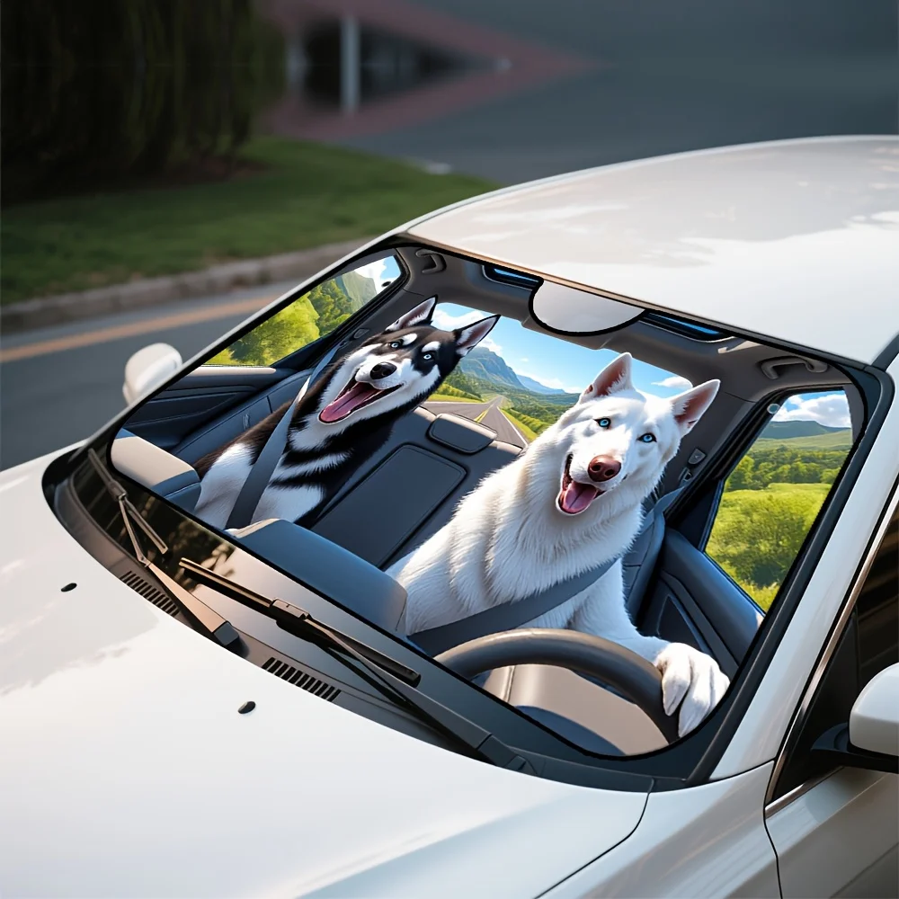 

1 шт., складной солнцезащитный козырек на лобовое стекло в стиле Husky Dogs, простой в использовании, отлично подходит для рабочих маршрутов, планов выходного дня и всех