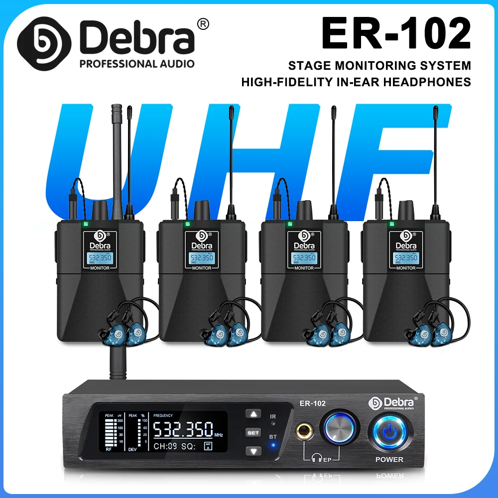 

Беспроводная система мониторинга Debra ER-102 с Bluetooth 5.0 и UHF для сценических выступлений, небольших концертов и церквей